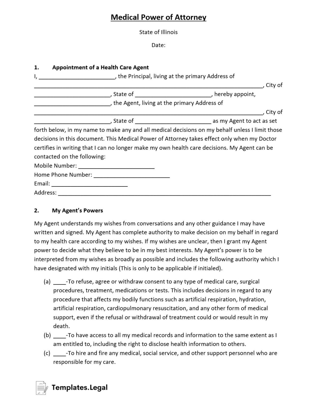 Illinois Power of Attorney Templates (Free) [Word, PDF & ODT]