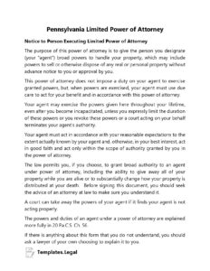 Pennsylvania Power of Attorney Templates (Free) [Word, PDF & ODT]