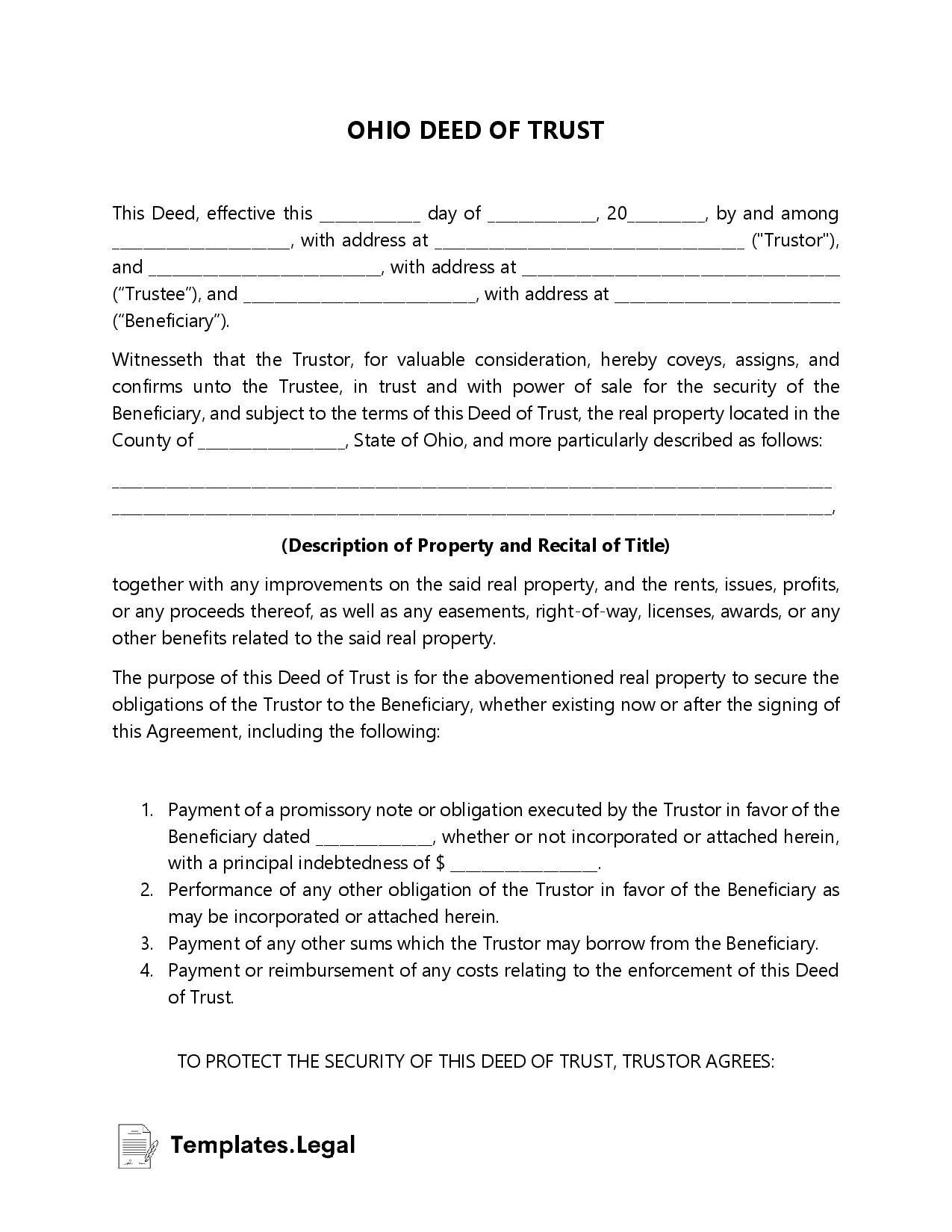 Ohio Deed Forms & Templates (Free) [Word, PDF, ODT]