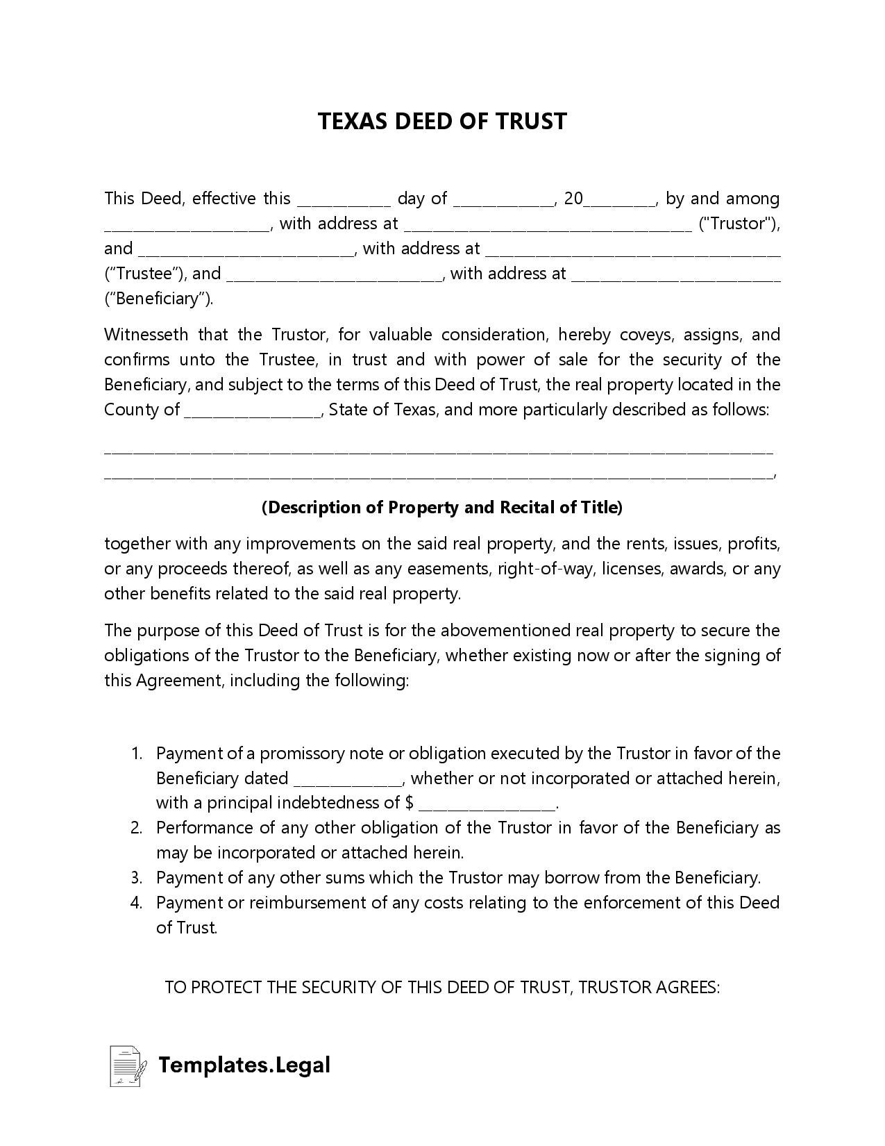 Texas Deed Forms Templates Free Word PDF ODT 